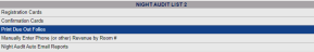 Night Audit List 2 section of the Night Audit Menu with Print Due Out Folios option selected